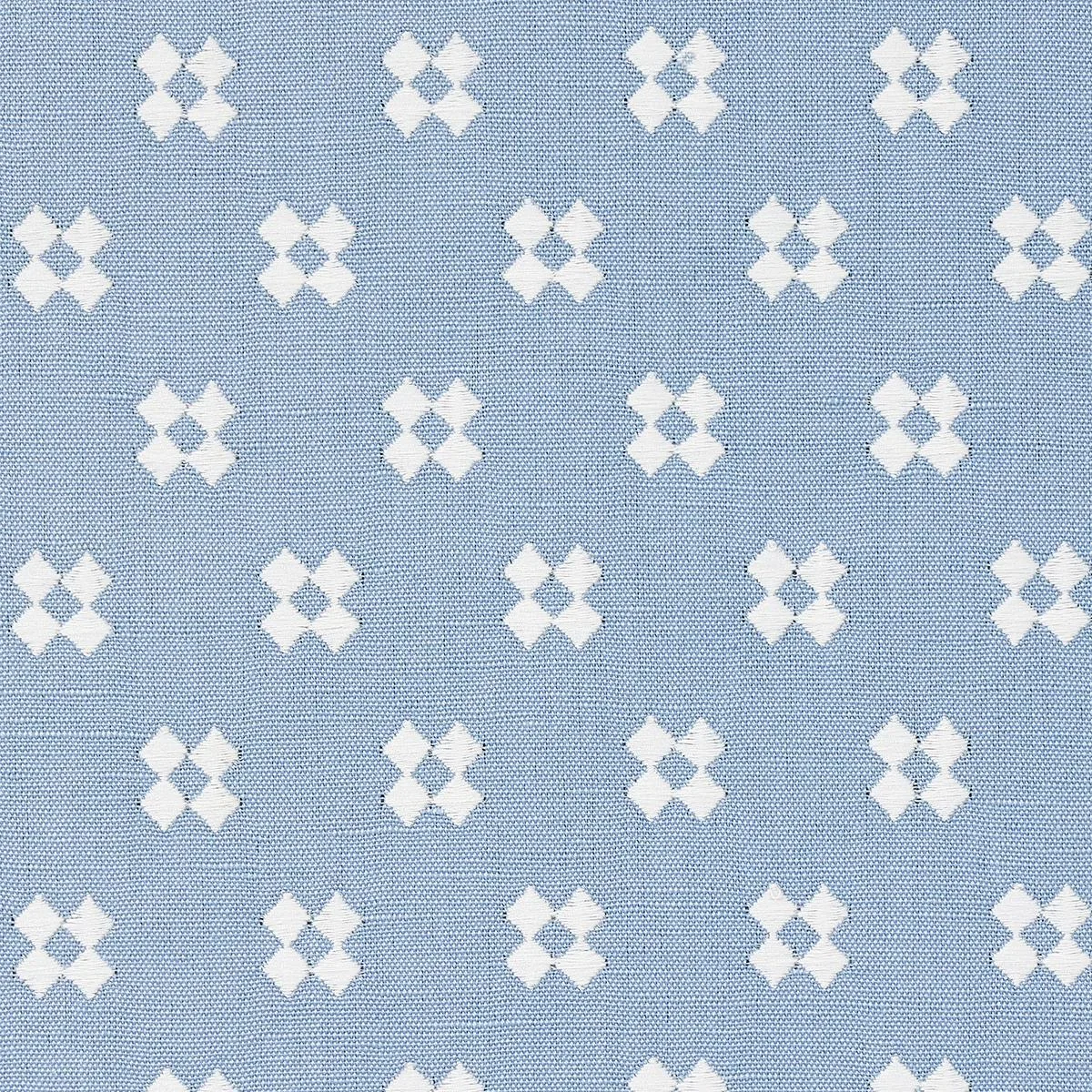 Schumacher 82122 Thandie Embroidery Ivory On Chambray fabric swatch