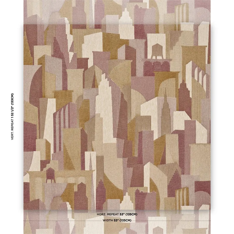 Schumacher 86831 The City's Silent Lines Indoor/Out Merlot fabric swatch