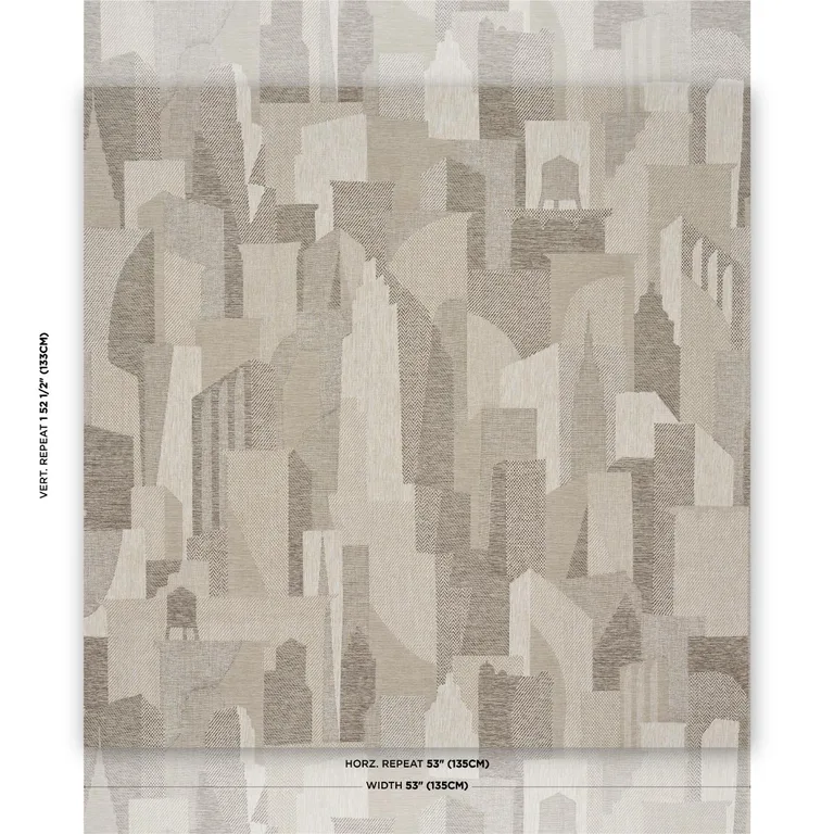 Schumacher 86830 The City's Silent Lines Indoor/Out Stone fabric swatch