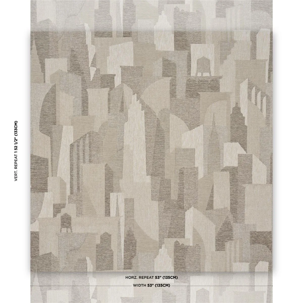 Schumacher 86830 The City's Silent Lines Indoor/Out Stone fabric swatch