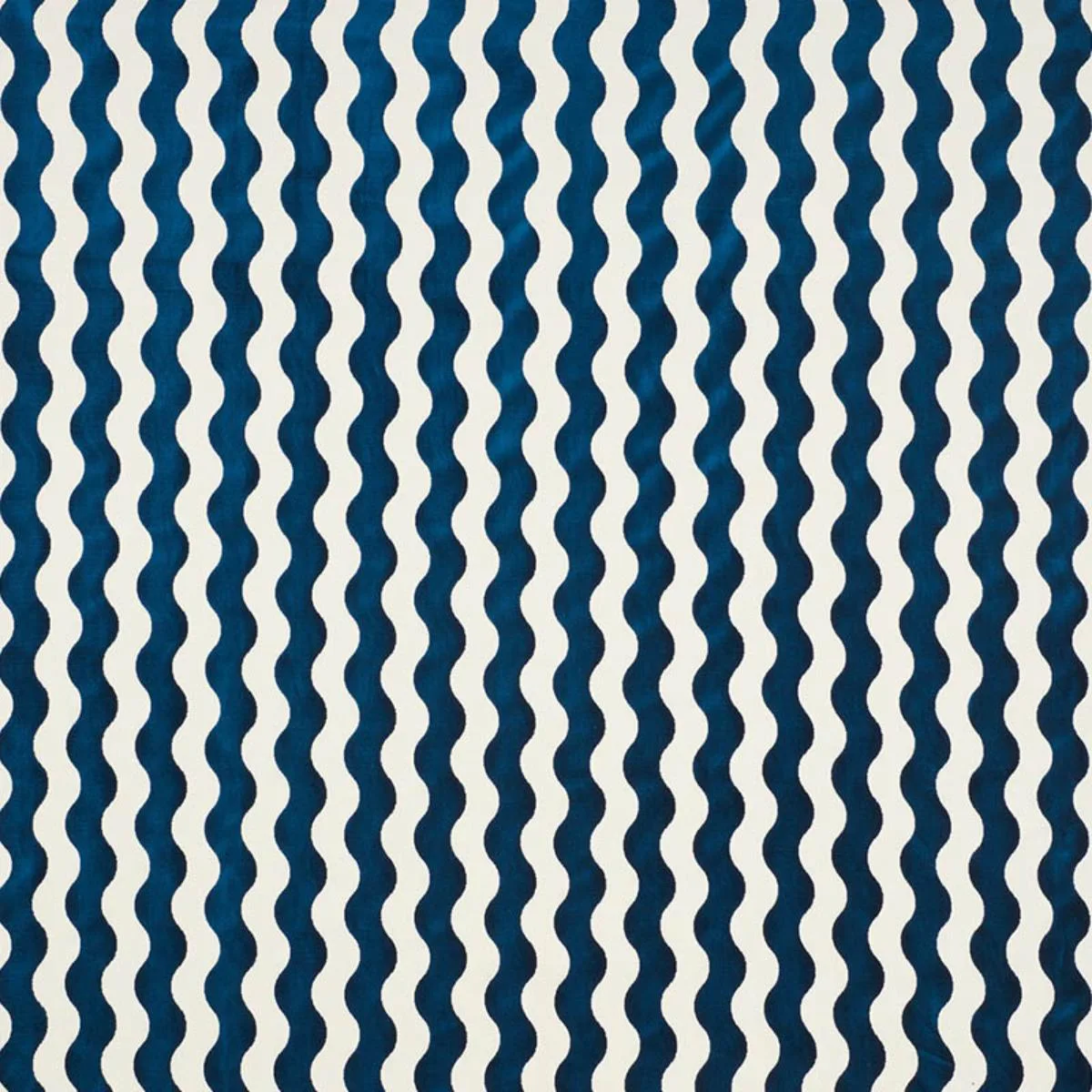 Schumacher 69423 The Wave Velvet Navy fabric swatch