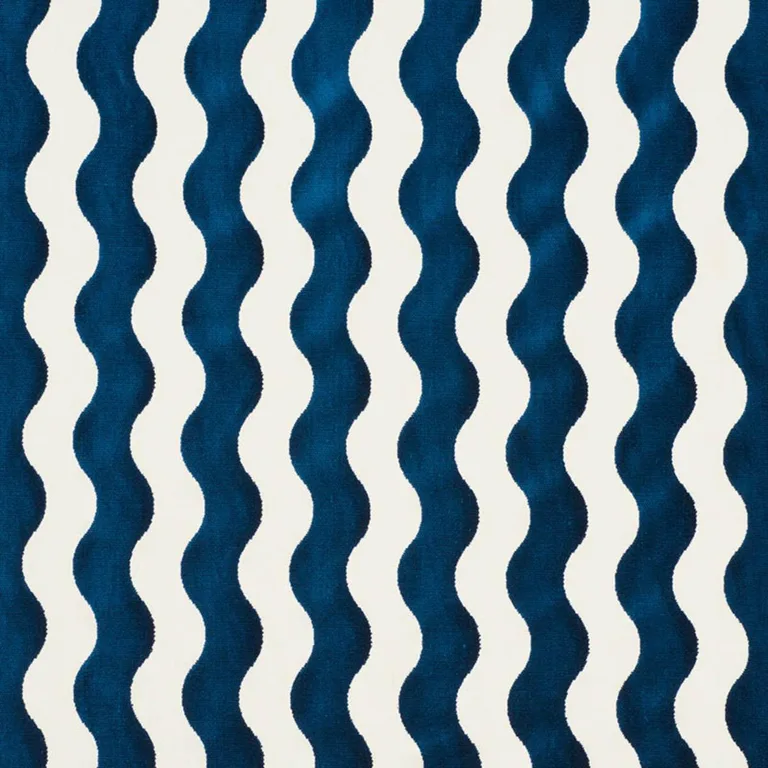Schumacher 69423 The Wave Velvet Navy fabric swatch