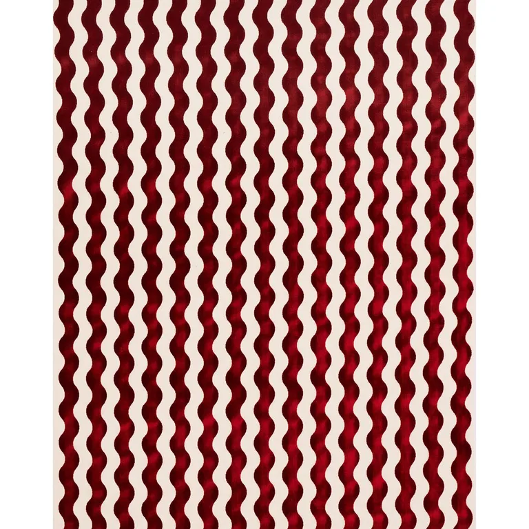 Schumacher 69427 The Wave Velvet Red fabric swatch
