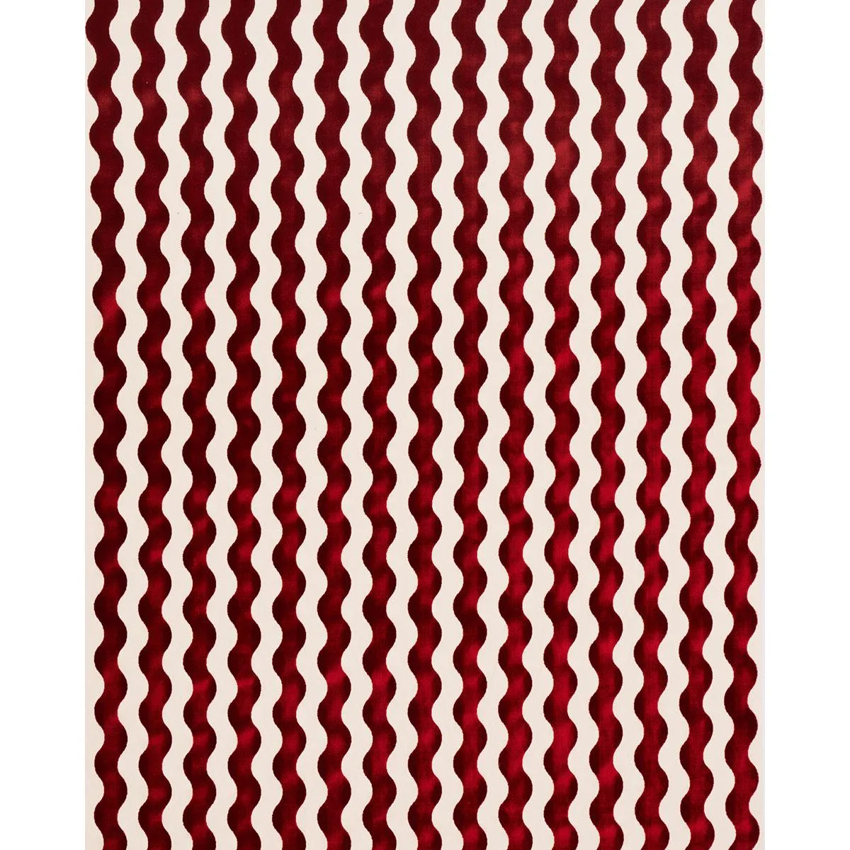 Schumacher 69427 The Wave Velvet Red fabric swatch