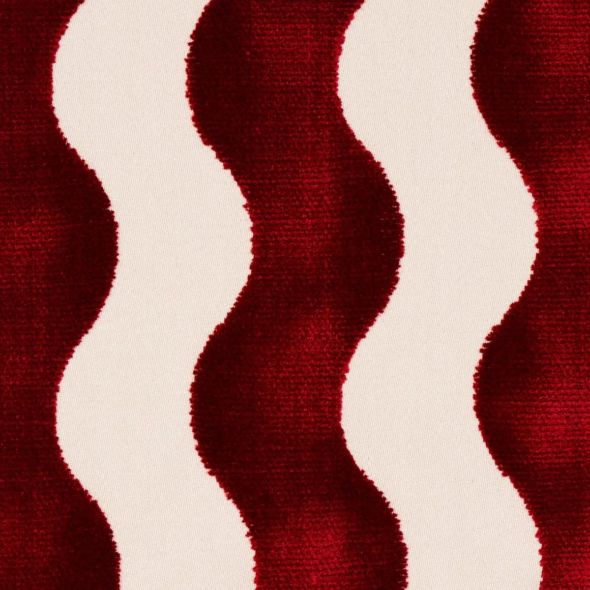 Schumacher 69427 The Wave Velvet Red fabric swatch