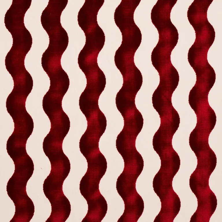 Schumacher 69427 The Wave Velvet Red fabric swatch
