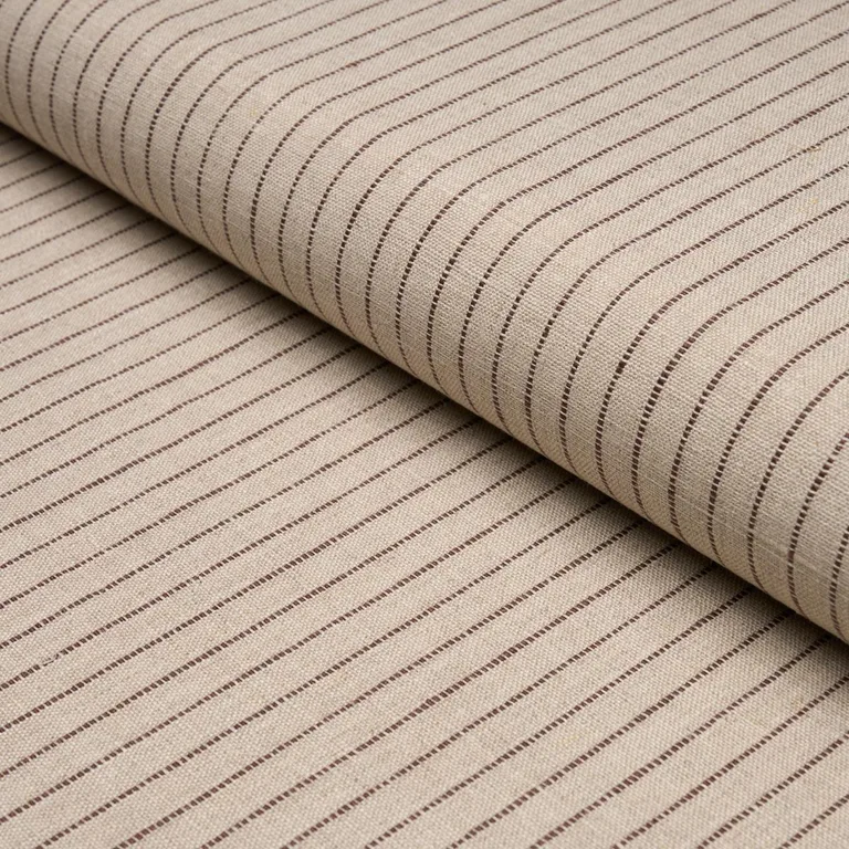 Schumacher 87122 Theo Stripe Brown fabric swatch