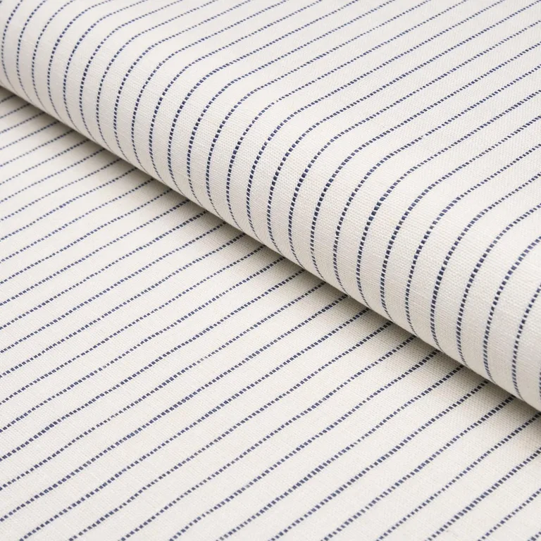 Schumacher 87120 Theo Stripe Indigo fabric swatch