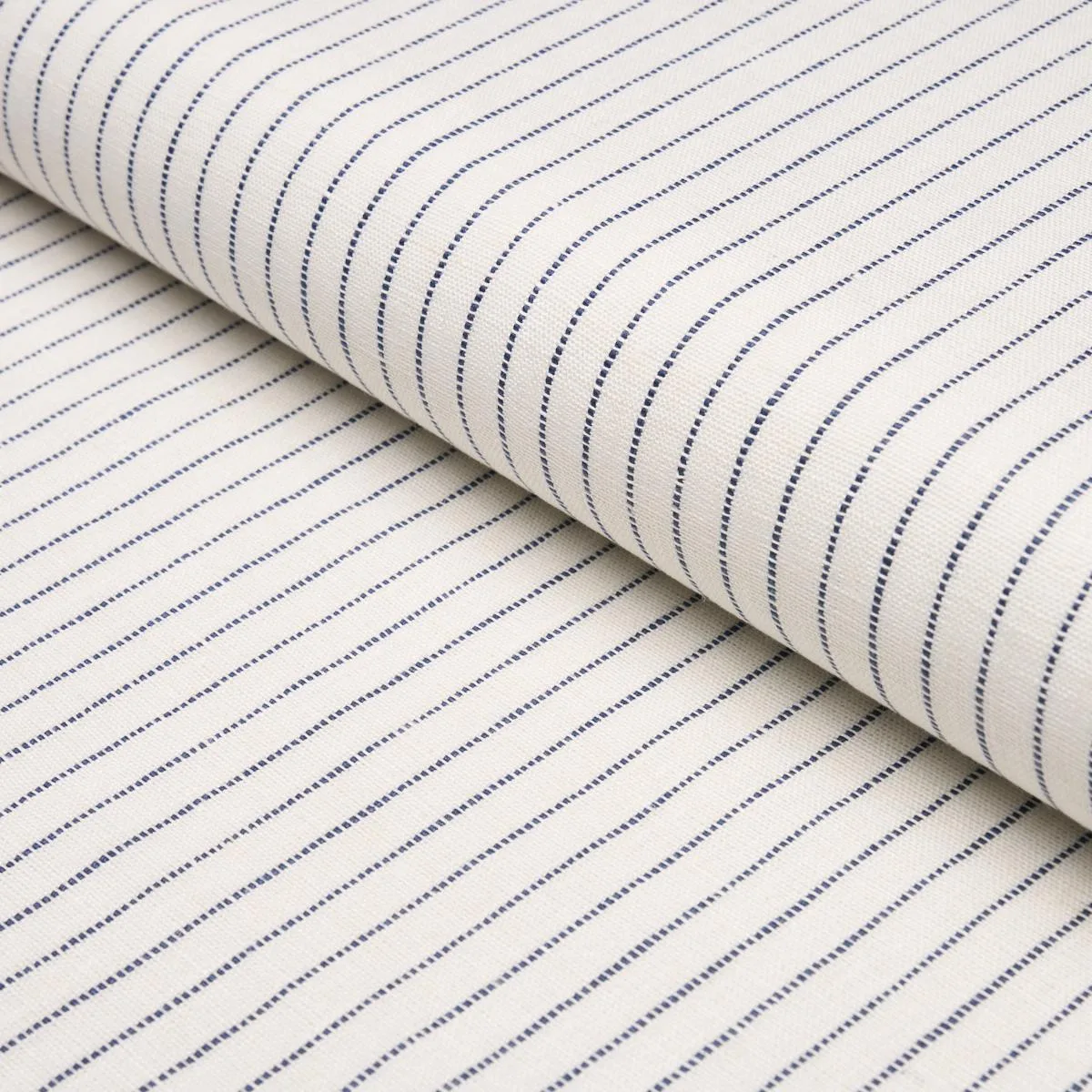 Schumacher 87120 Theo Stripe Indigo fabric swatch