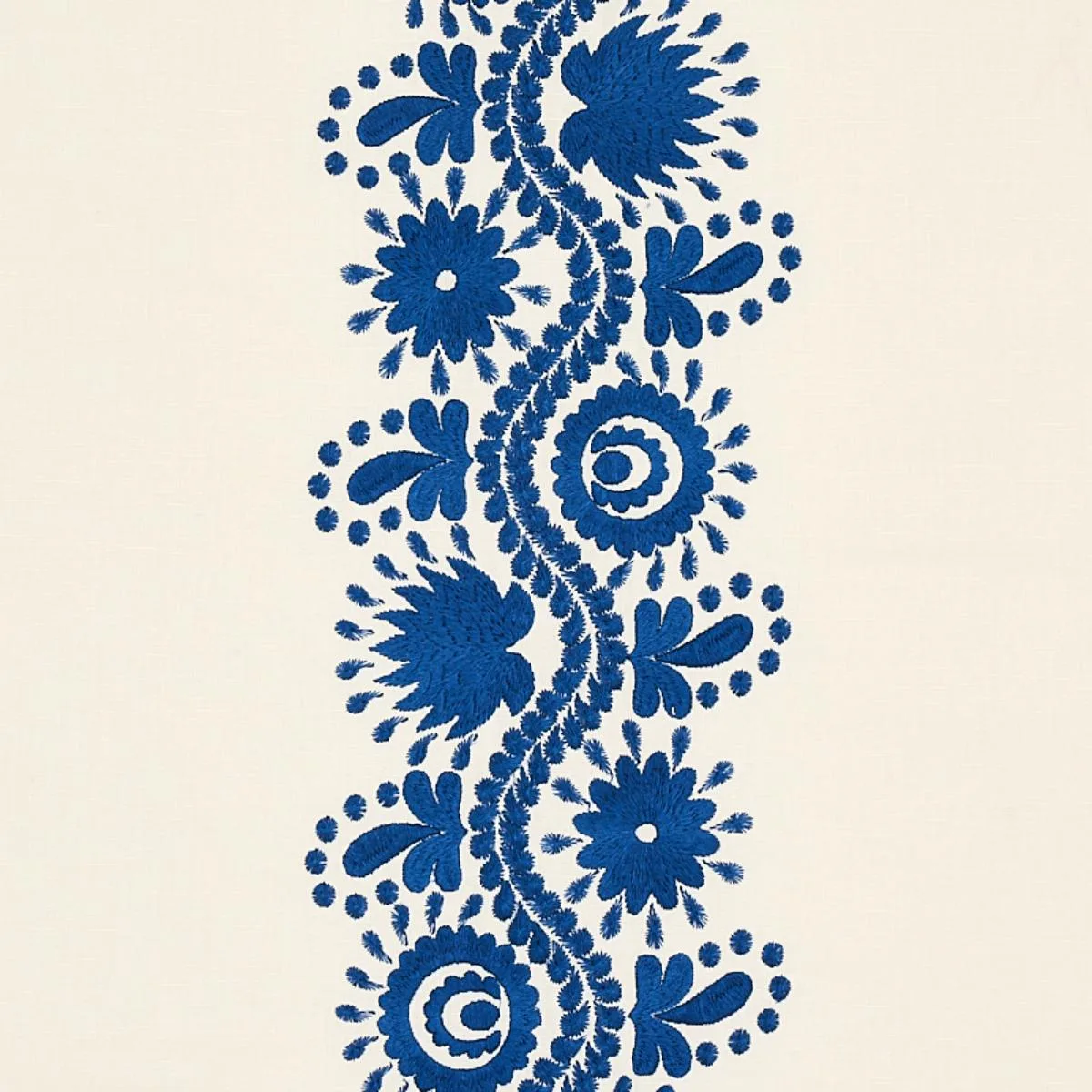 Schumacher 80741 Theodora Embroidery Blue fabric swatch