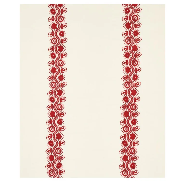 Schumacher 80742 Theodora Embroidery Red fabric swatch