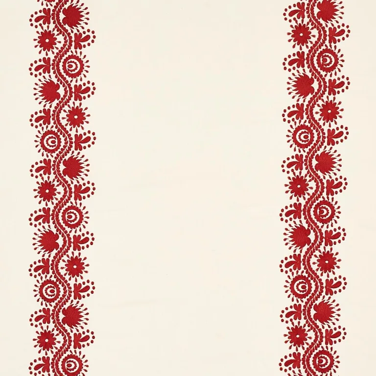Schumacher 80742 Theodora Embroidery Red fabric swatch