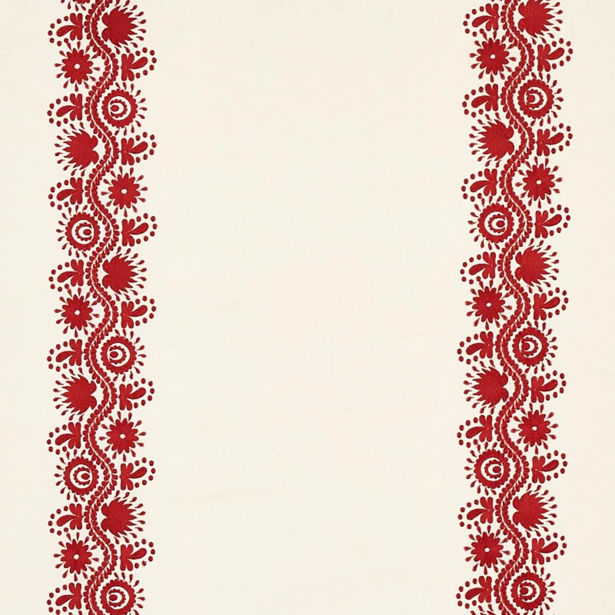 Schumacher 80742 Theodora Embroidery Red fabric swatch