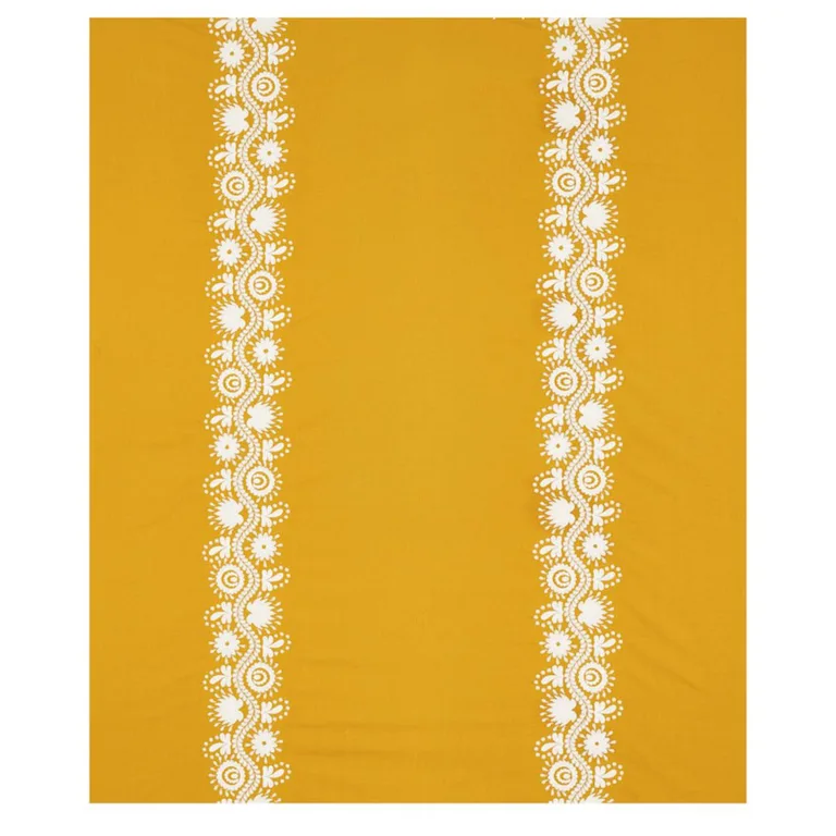 Schumacher 80740 Theodora Embroidery Saffron fabric swatch