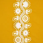 Schumacher 80740 Theodora Embroidery Saffron fabric swatch