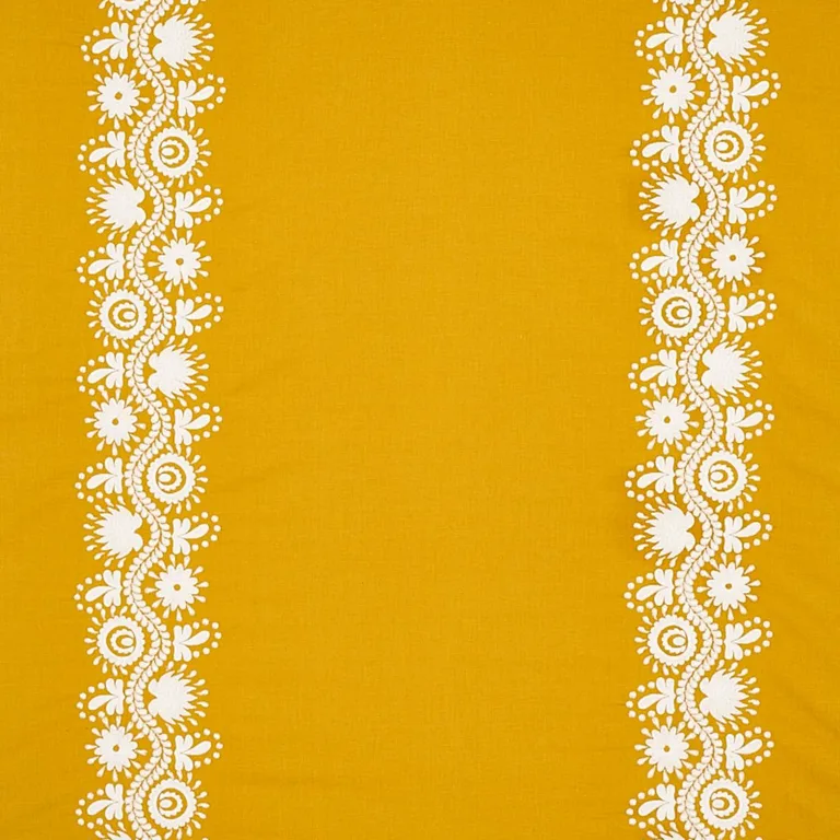 Schumacher 80740 Theodora Embroidery Saffron fabric swatch