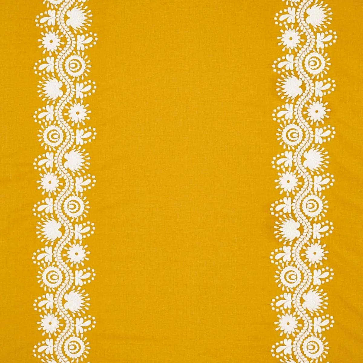 Schumacher 80740 Theodora Embroidery Saffron fabric swatch