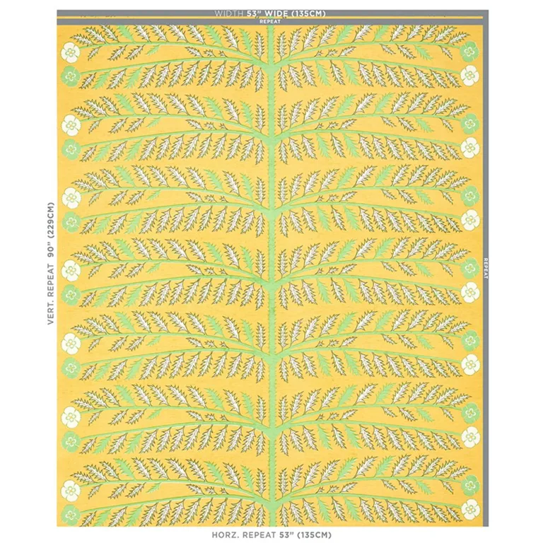 Schumacher 179532 Thistle Mustard fabric swatch