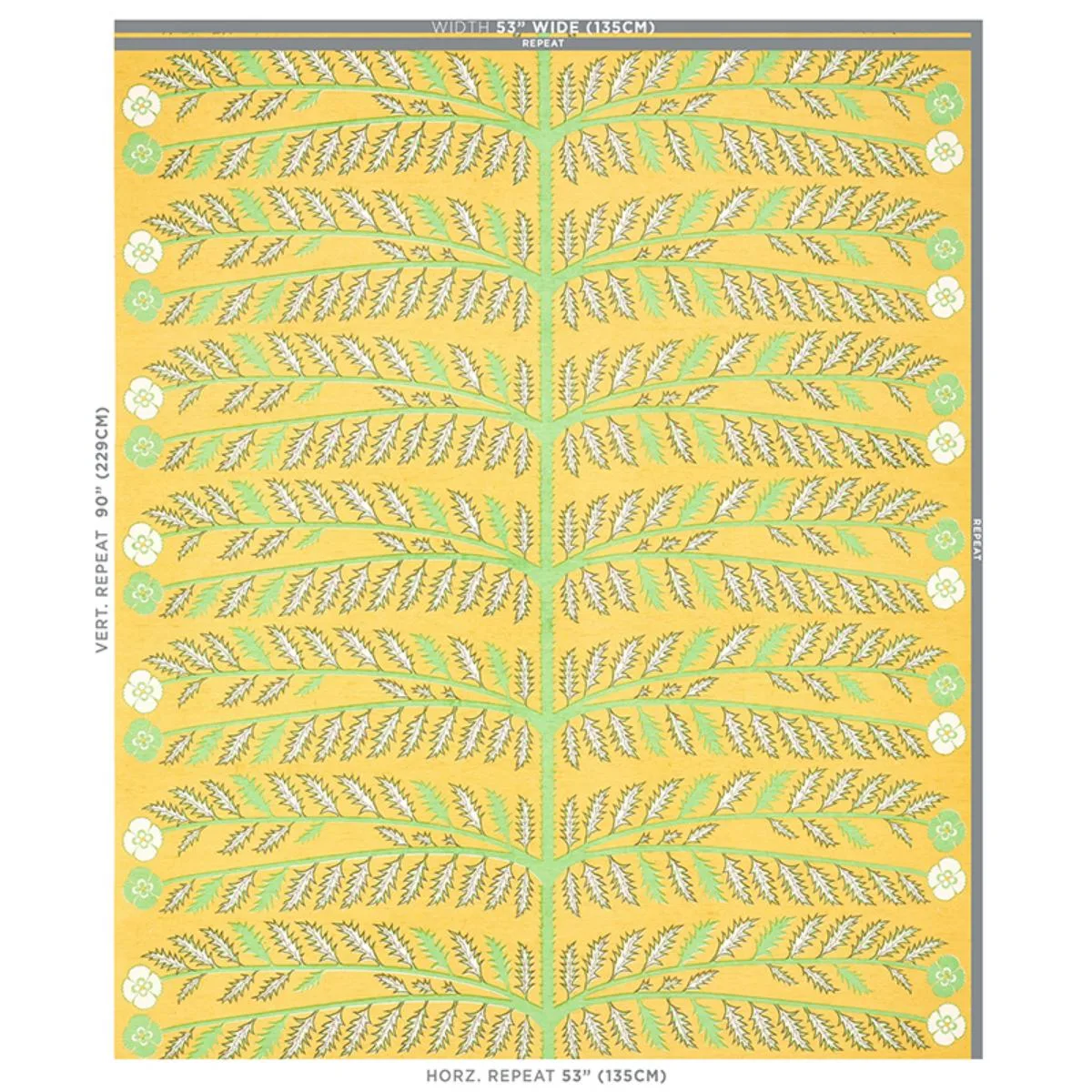 Schumacher 179532 Thistle Mustard fabric swatch