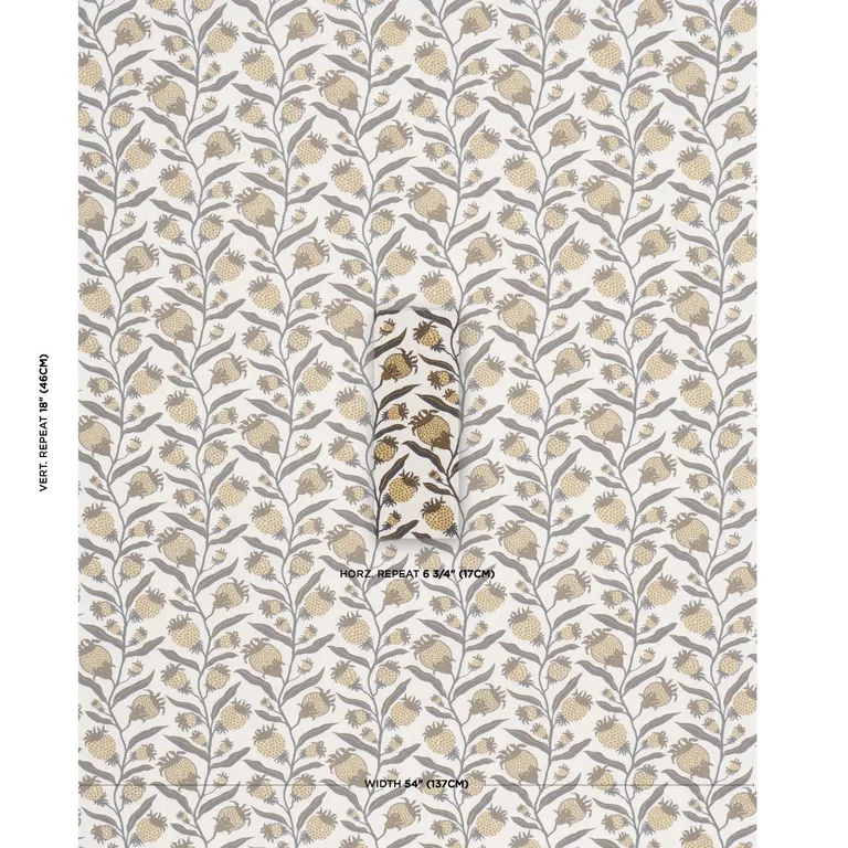 Schumacher 181681 Thistle Vine Black & Gold fabric swatch