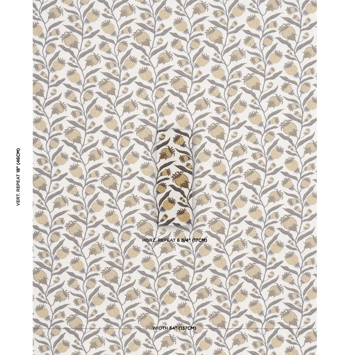 Schumacher 181681 Thistle Vine Black & Gold fabric swatch