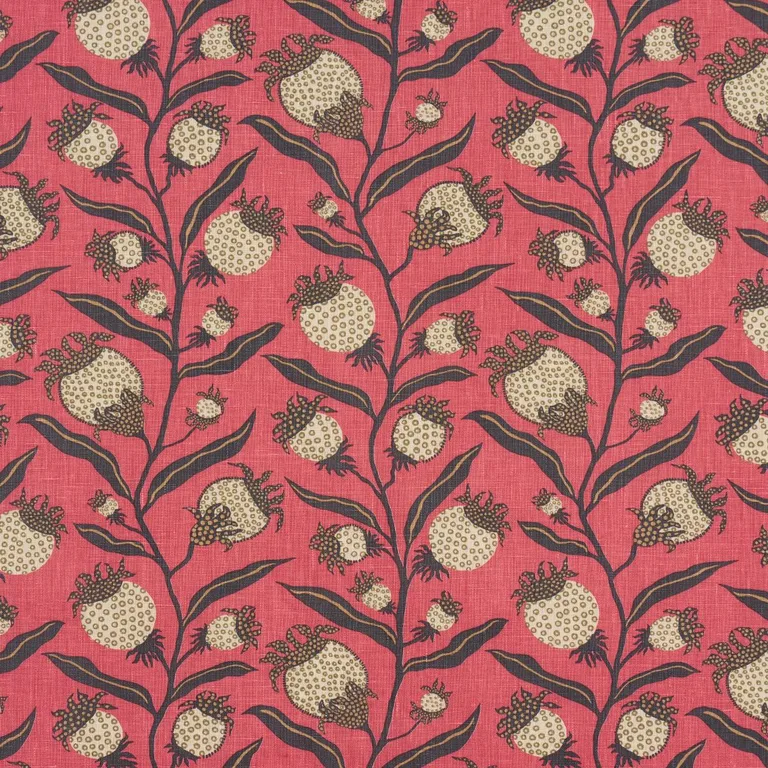 Schumacher 181680 Thistle Vine Red & Gold fabric swatch