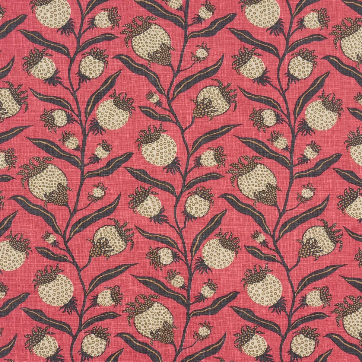 Schumacher 181680 Thistle Vine Red & Gold fabric swatch