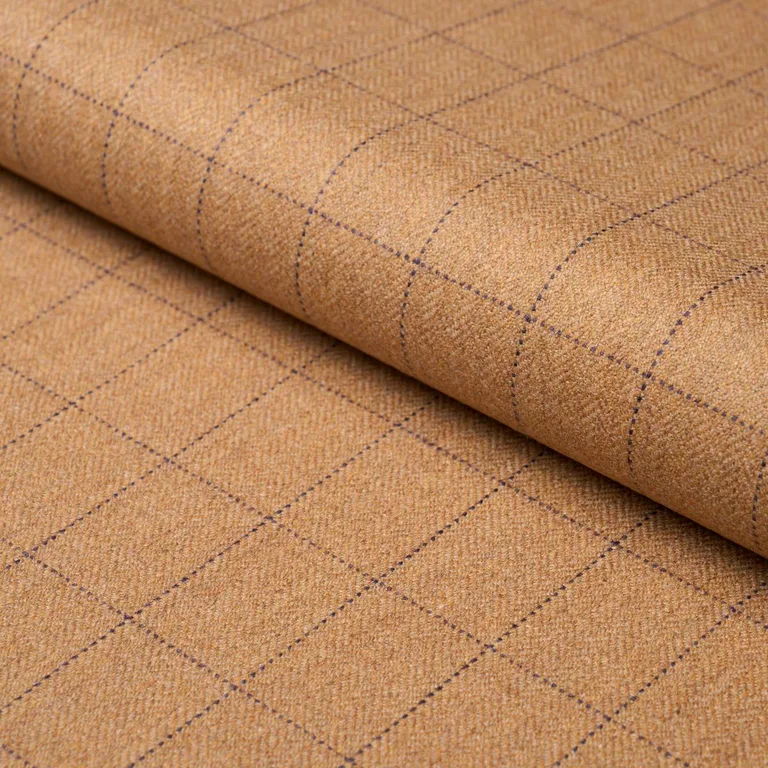 Schumacher 85291 Thompson Merino Windowpane Camel fabric swatch