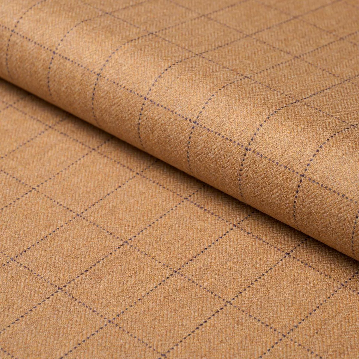Schumacher 85291 Thompson Merino Windowpane Camel fabric swatch