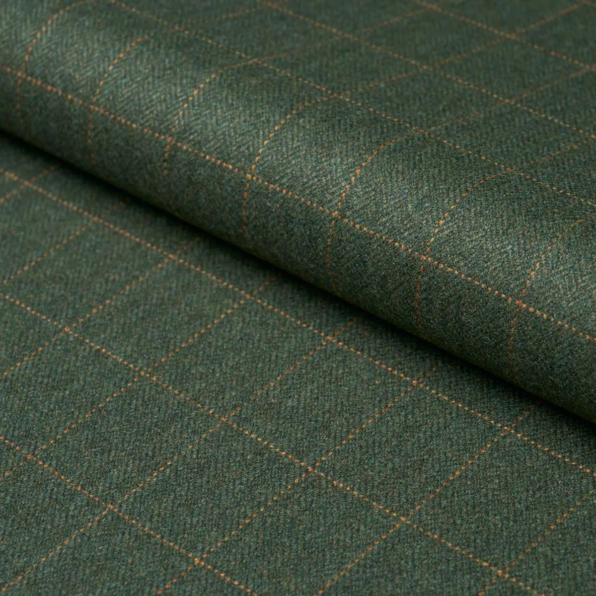 Schumacher 85290 Thompson Merino Windowpane Hunter Green fabric swatch