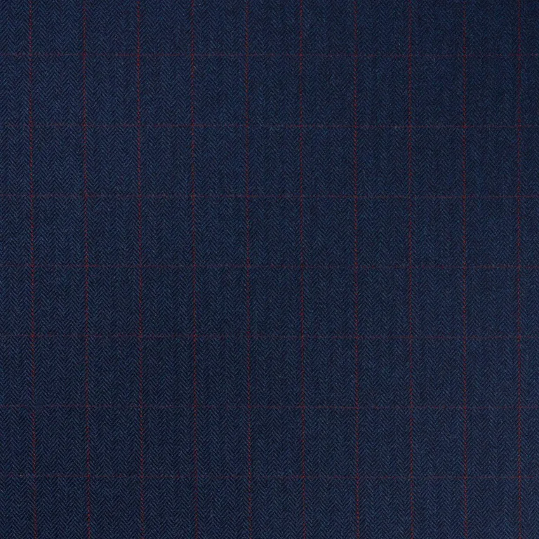 Schumacher 85292 Thompson Merino Windowpane Navy fabric swatch