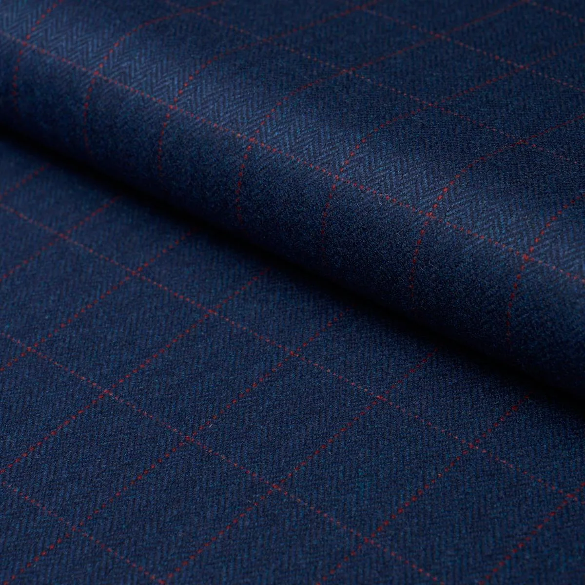 Schumacher 85292 Thompson Merino Windowpane Navy fabric swatch