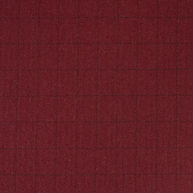 Schumacher 85293 Thompson Merino Windowpane Scarlet fabric swatch