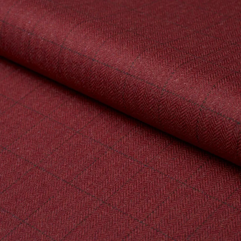 Schumacher 85293 Thompson Merino Windowpane Scarlet fabric swatch