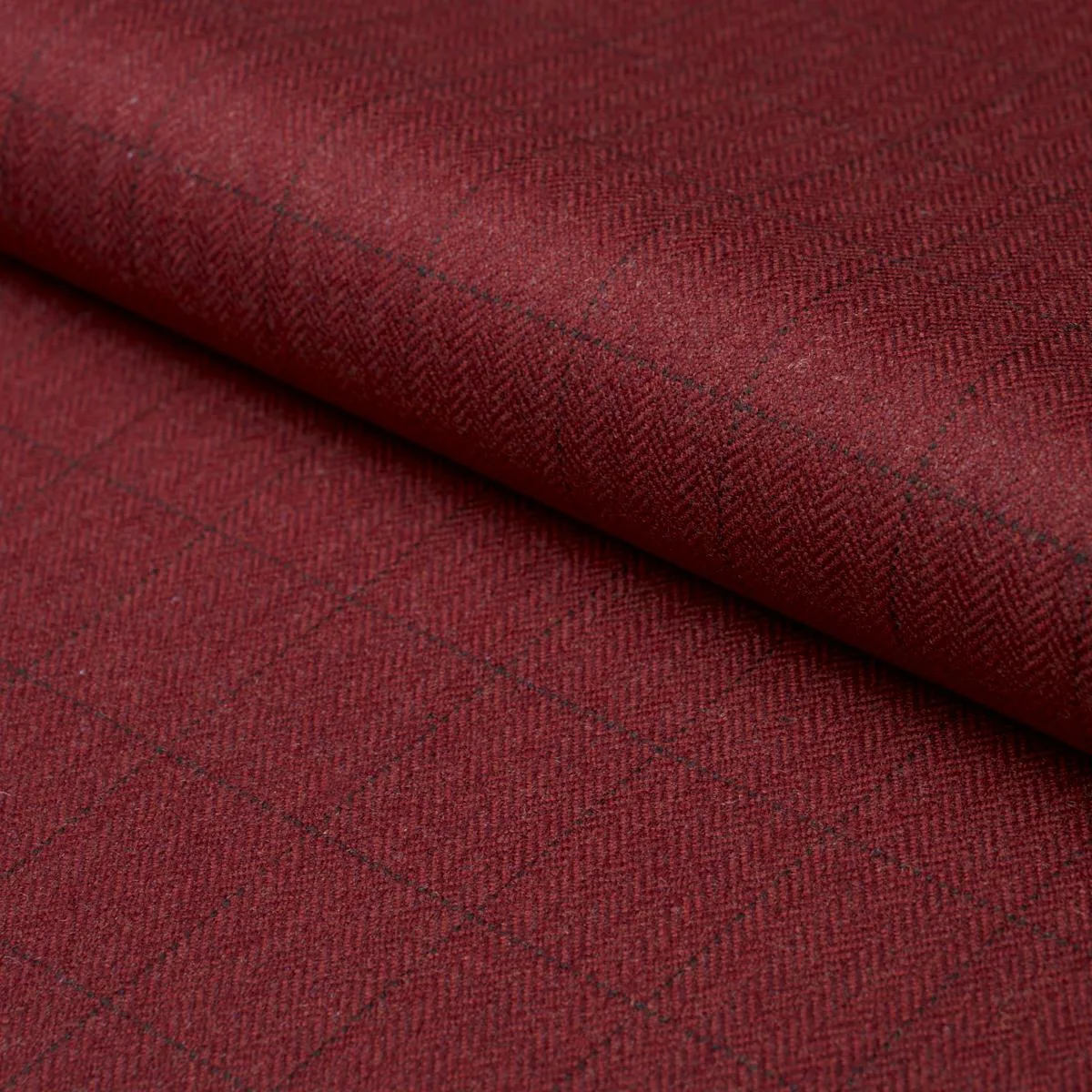 Schumacher 85293 Thompson Merino Windowpane Scarlet fabric swatch