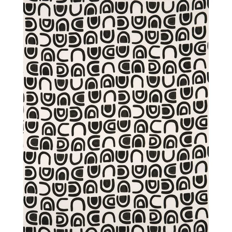 Schumacher 180421 Threshold Printed Linen Carbon fabric swatch