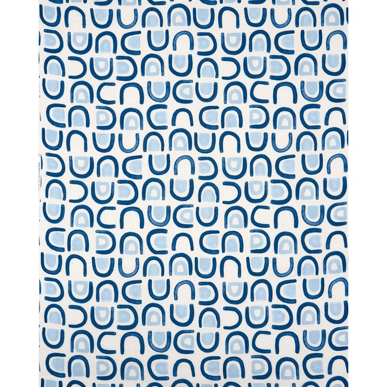 Schumacher 180422 Threshold Printed Linen Lapis fabric swatch