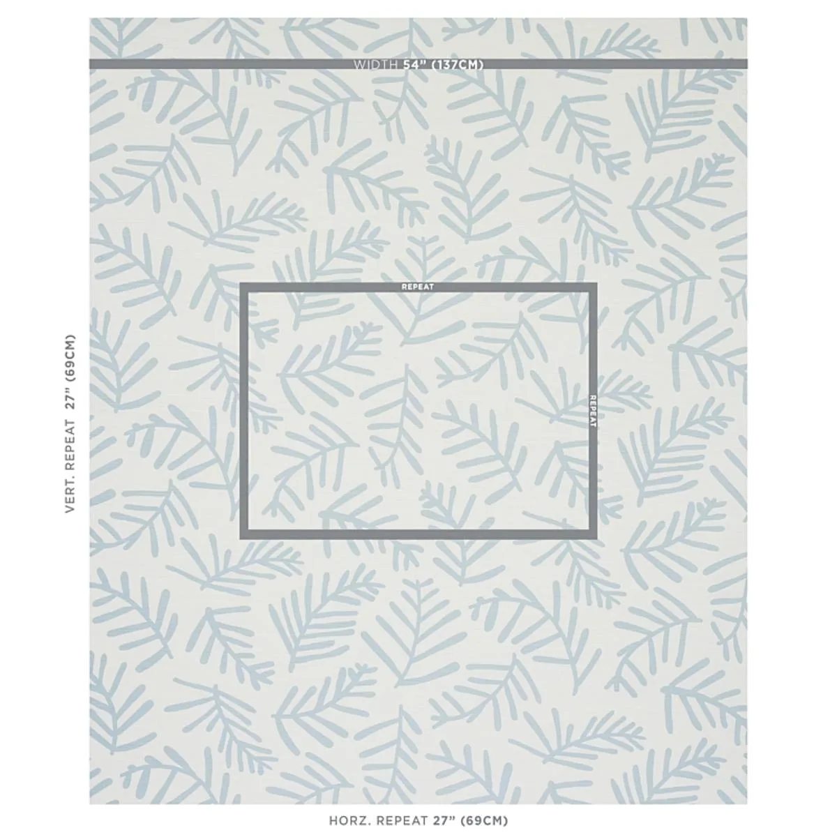 Schumacher 179911 Tiah Cove Blue Leaf fabric swatch
