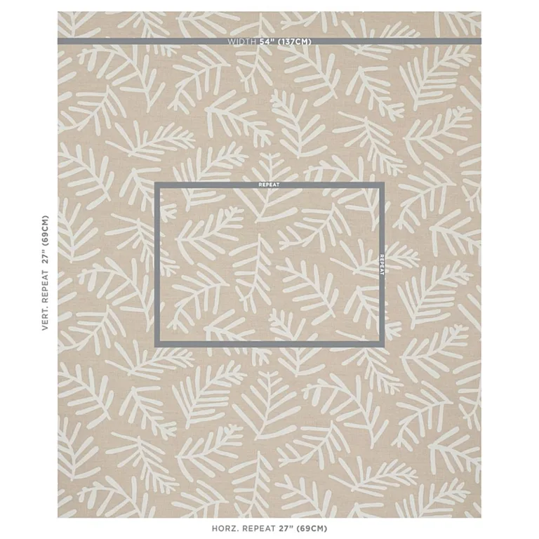 Schumacher 179912 Tiah Cove Ivory On Natural fabric swatch
