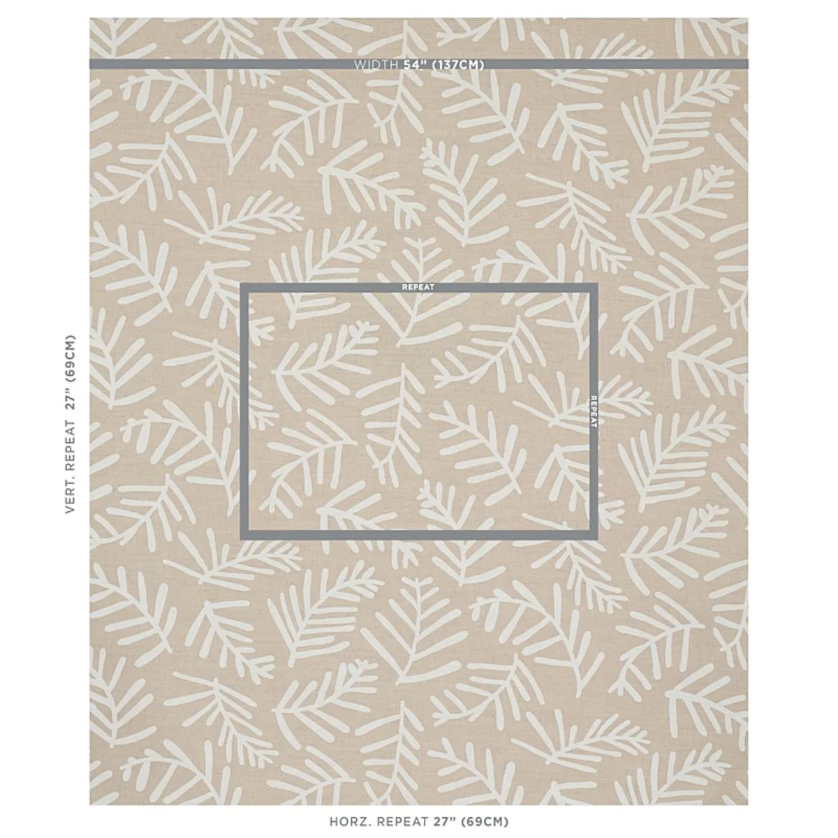 Schumacher 179912 Tiah Cove Ivory On Natural fabric swatch