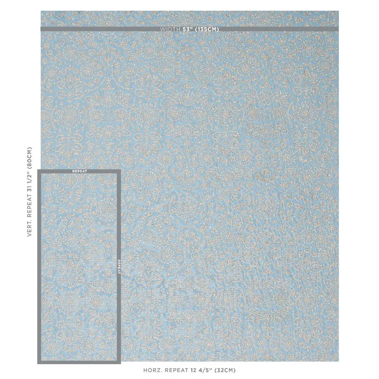 Schumacher 79860 Tiana Embroidery Chambray fabric swatch