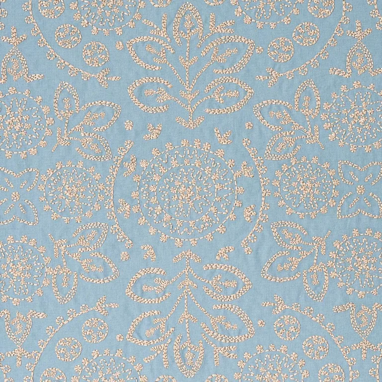 Schumacher 79860 Tiana Embroidery Chambray fabric swatch