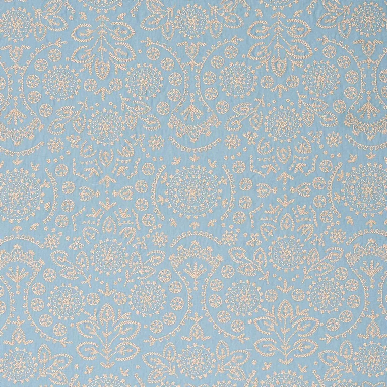 Schumacher 79860 Tiana Embroidery Chambray fabric swatch