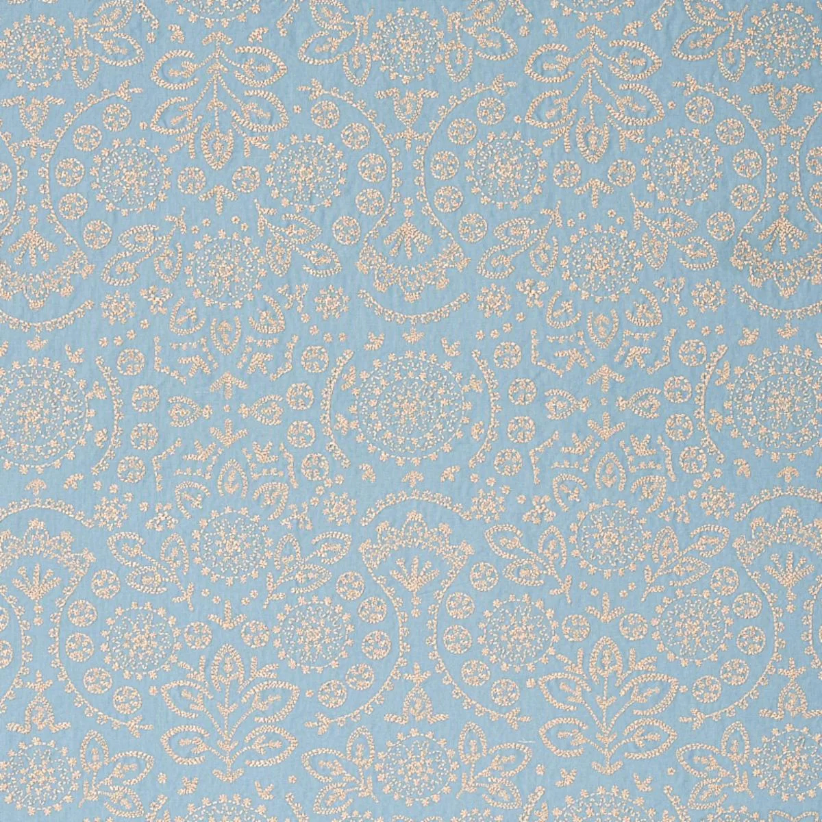 Schumacher 79860 Tiana Embroidery Chambray fabric swatch