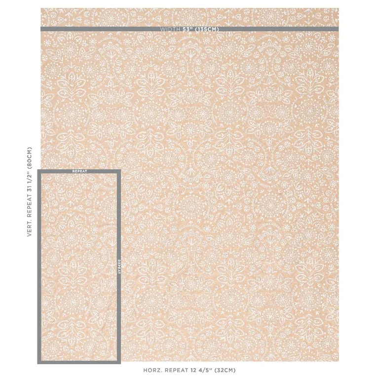 Schumacher 79861 Tiana Embroidery Natural fabric swatch