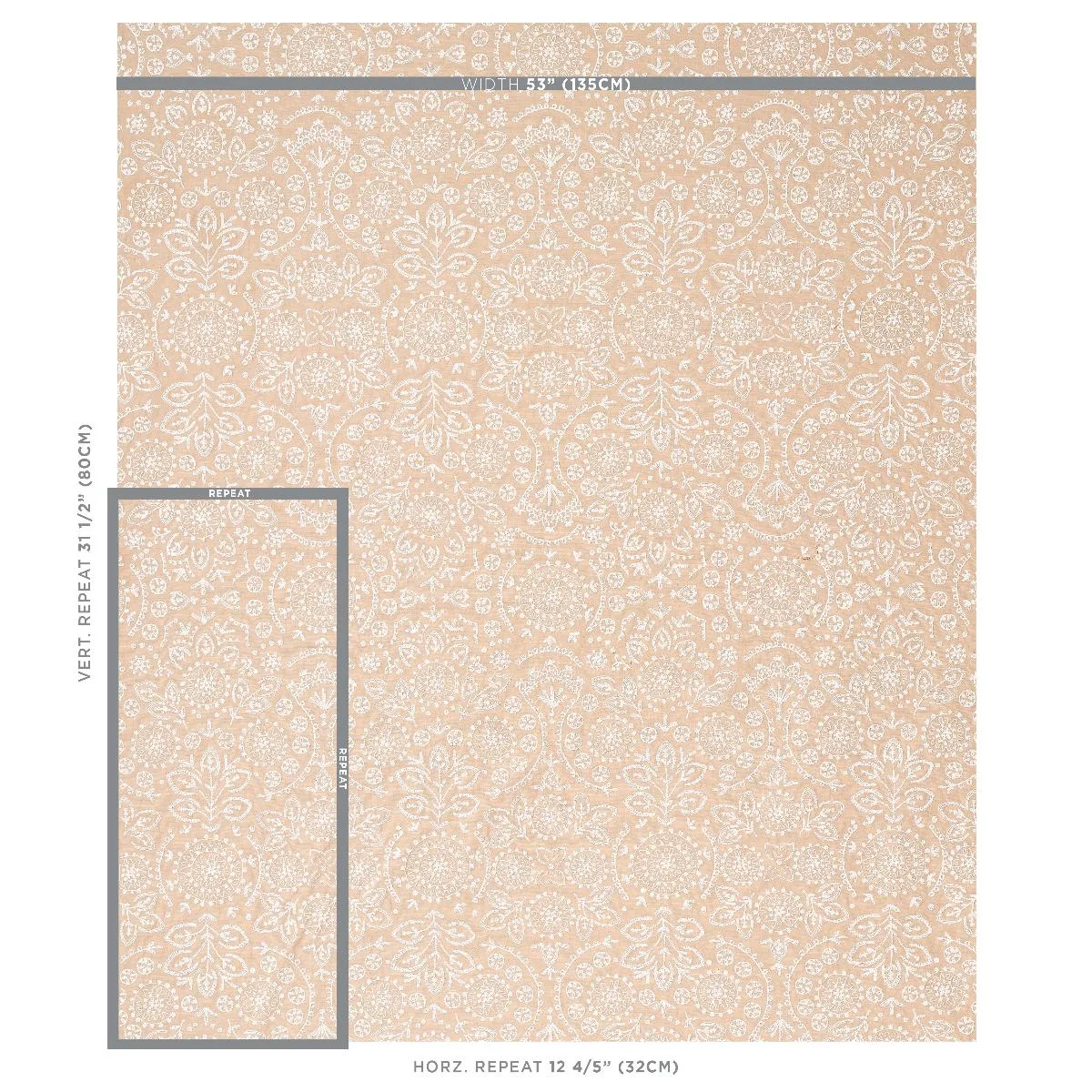 Schumacher 79861 Tiana Embroidery Natural fabric swatch