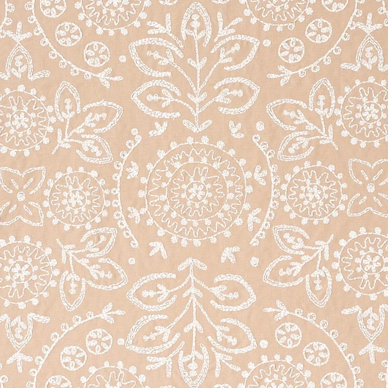 Schumacher 79861 Tiana Embroidery Natural fabric swatch