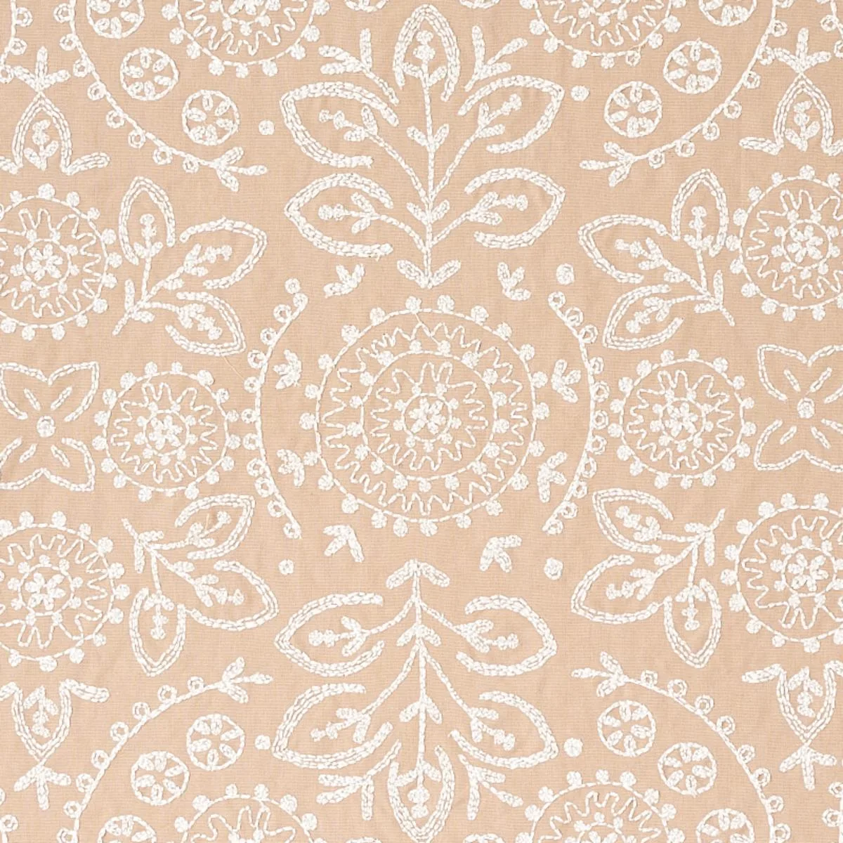 Schumacher 79861 Tiana Embroidery Natural fabric swatch