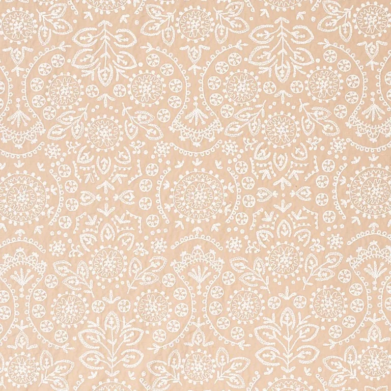 Schumacher 79861 Tiana Embroidery Natural fabric swatch