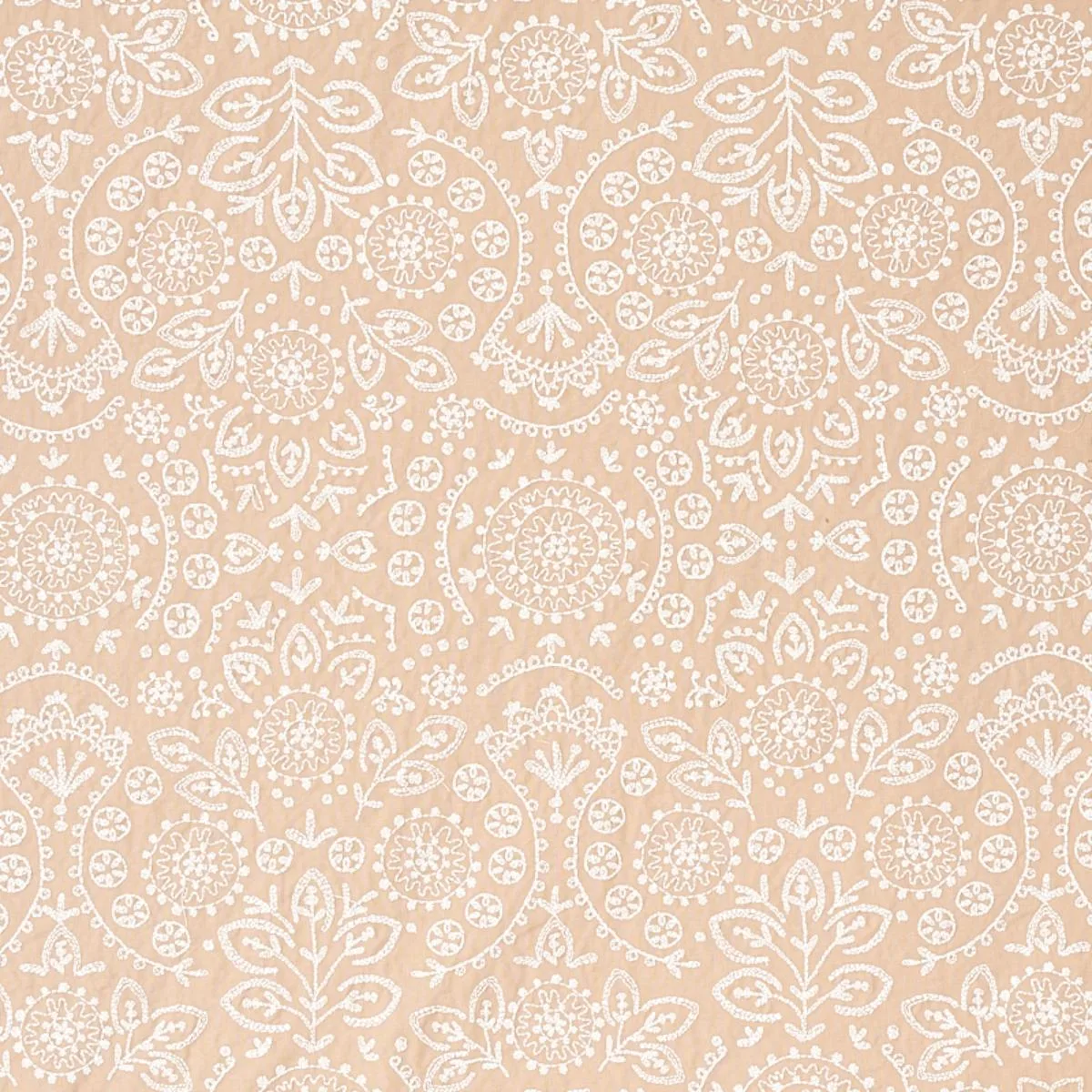 Schumacher 79861 Tiana Embroidery Natural fabric swatch